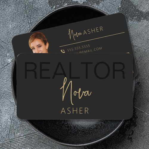 Gold Real Estate Agent Business Cards With QR Code