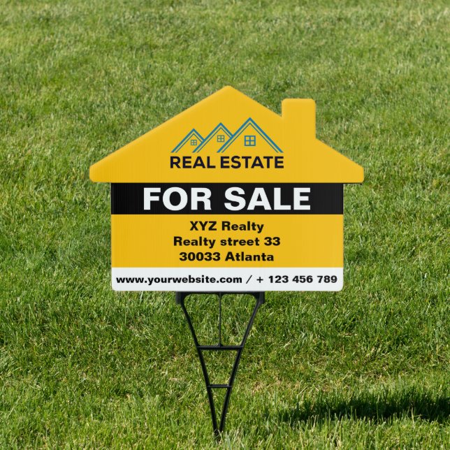 Gold Real Estate Agent Home for Sale Lawn Sign (Insitu)