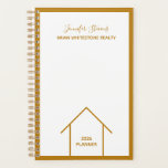 Gold Real Estate Company Personalized Realtor 2026 Planner<br><div class="desc">This modern realtor 2026 planner is simple and subtle with your monogram and company name. It features a chic minimalist gold and white line drawing of a house. Keep all of your appointments organized with this notebook for planning.</div>