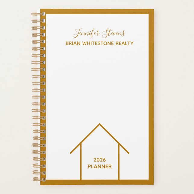 Gold Real Estate Company Personalized Realtor 2026 Planner (Front)