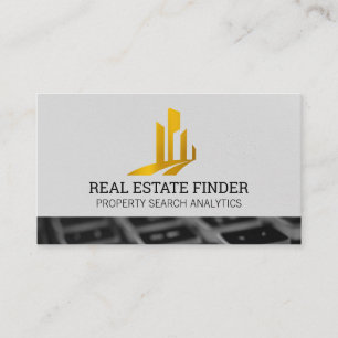 Gold Real Estate Logo Keyboard Business Card