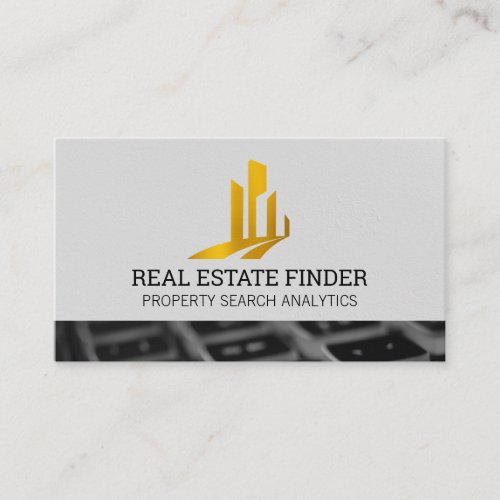 Gold Real Estate Logo  Keyboard Business Card