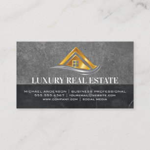 Gold Real Estate Logo Slate Marble Business Card