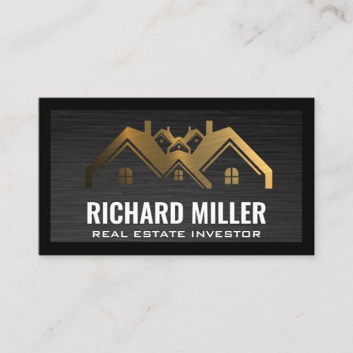 Gold Real Estate Roof  Property Investor Business Card