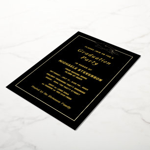 Gold Real Foil Black Graduation Invitation Example Foil Invitation