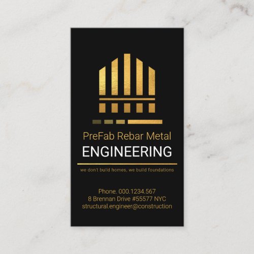 Gold Rebar Piling Construction Groundwork Business Card