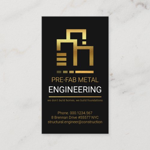 Gold Rebar Piling Groundwork Construction Business Card