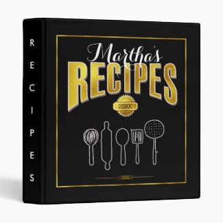 Gold Recipes & Utensils on Black ID373