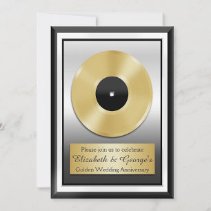 Gold Record Golden Wedding Anniversary Novelty Invitation
