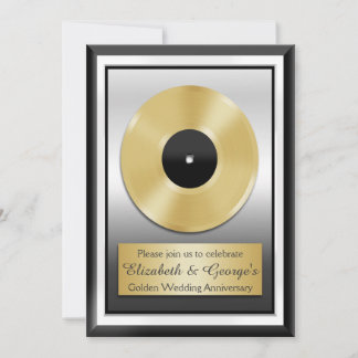 Gold Record Golden Wedding Anniversary Novelty Invitation