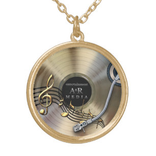 gold record notes necklace