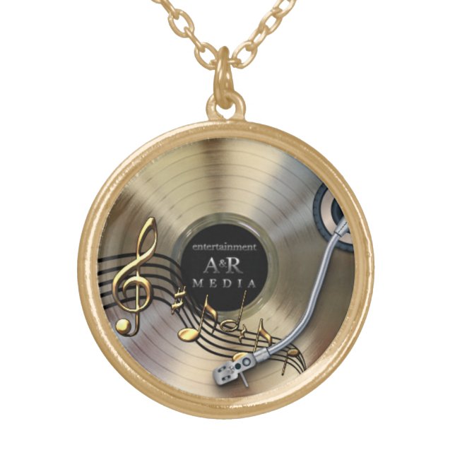 gold record notes necklace (Front)