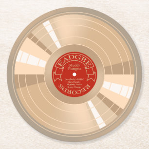 Gold Record Round Paper Coaster
