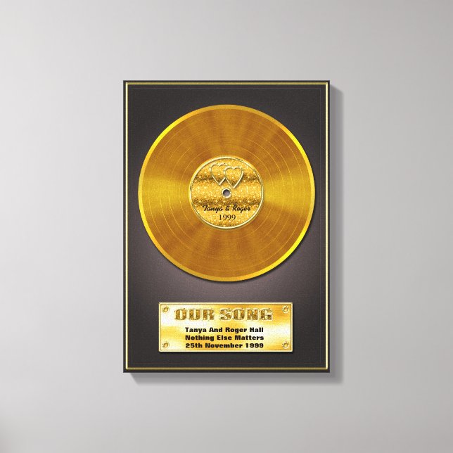 Gold Record Special Date Memory Gift Canvas Print (Front)