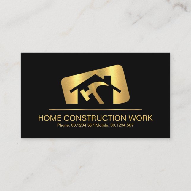 Gold Rectangle Box Home Repairs Business Card (Front)