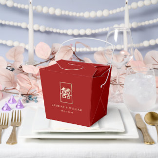 Gold Rectangle Double Happiness Chinese Wedding Favor Boxes