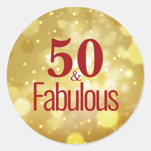 Gold Red 50  Fabulous Birthday Sticker