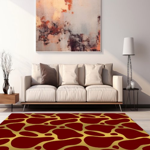 Gold Red Abstract Geraffee Pattern Rug