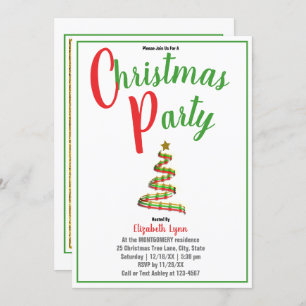 Gold, Red, and Green Christmas Party Invitation