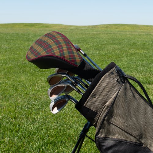 Gold Red And Green Christmas Plaid Print Golf Head Cover