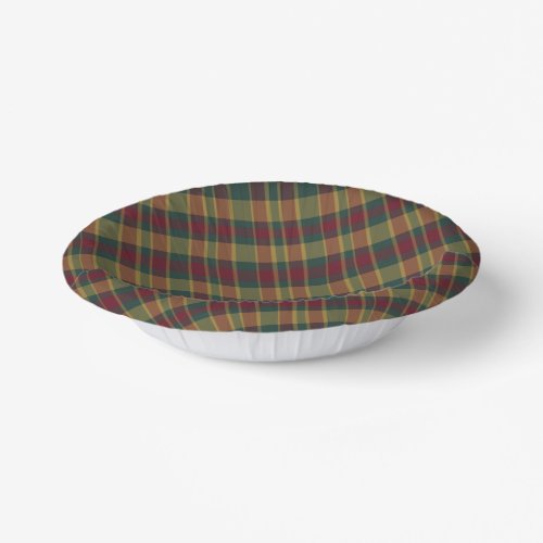Gold Red And Green Christmas Plaid Print Paper Bowls