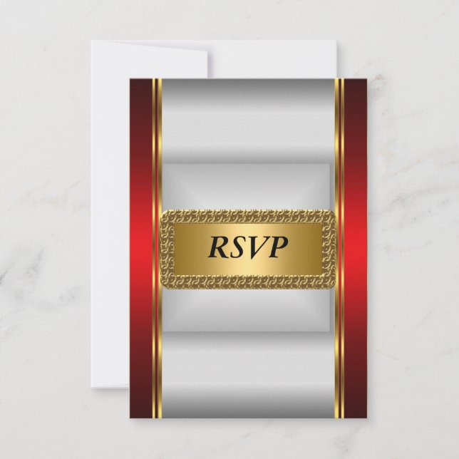 Gold  red  Art Deco RSVP Card (Front)