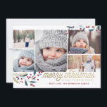 Gold Red Berries 5 Photo Collage | Merry Christmas Holiday Card<br><div class="desc">This whimsical and festive 5 photo holiday card features a photo collage,  winterberries and says Merry Christmas and Happy New Year!</div>