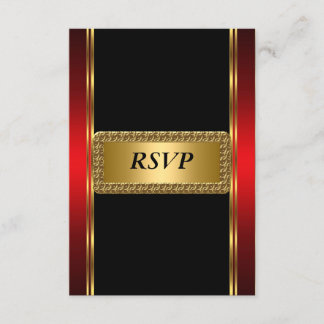 Gold  red Black Art Deco RSVP Card