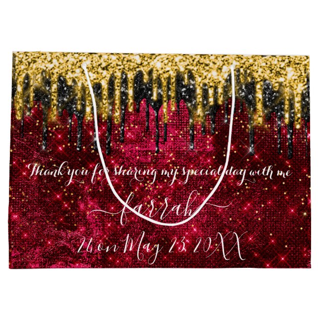  Gold Red Black Drips Favor  Large Gift Bag (Back)