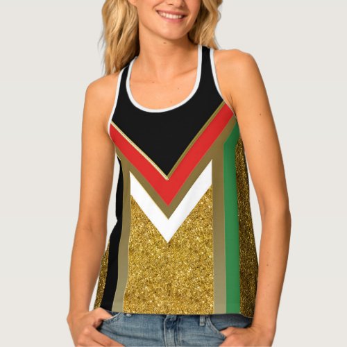 Gold  Red Black Green White Geometry  Tank Top