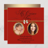 Gold Red Black Photo Quinceanera Invitations (Front/Back)
