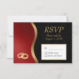 Gold Red & Black RSVP Card