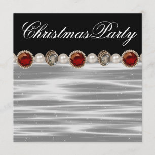 Gold Red Black White Christmas Party Invitation