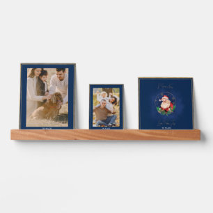 Gold Red Blue Santa Claus Elegant Merry Christmas Picture Ledge