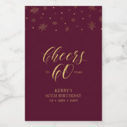 Geburtstagsbanner "Cheers To 60 Years" – Goldglitzer, Vorbespannt, Kein Aufbau Nötig