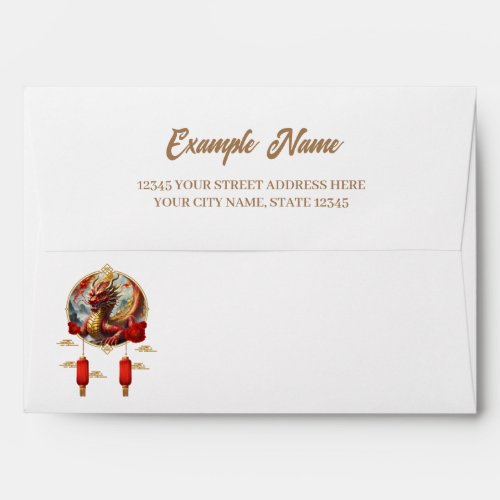 Gold red chinese dragon wish you a Happy new year Envelope