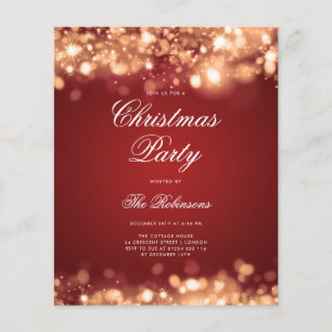Gold Red Christmas Lights Invite Program & Menu Flyer