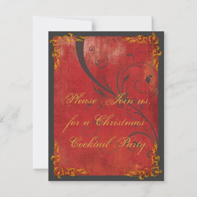Gold & Red Christmas Party Invitation (Front)