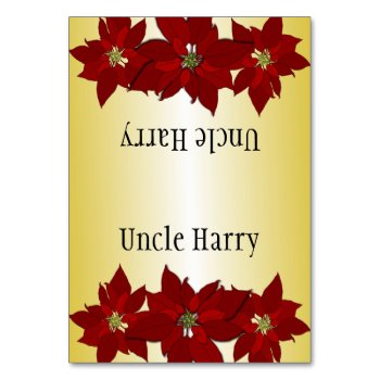 Gold Red Christmas Poinsettia Place Cards by holiday_store at Zazzle