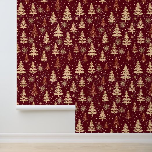 Gold Red Christmas Tree Snowflakes Peel And Stick 
