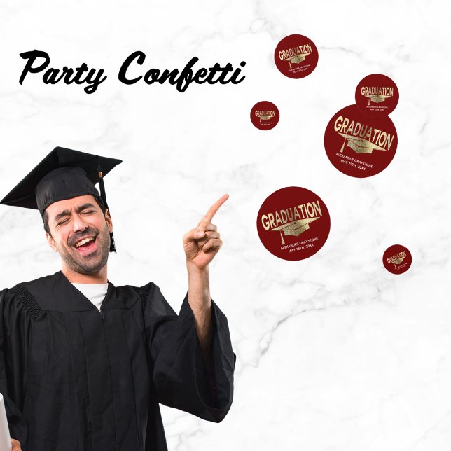 Gold Red Classic Graduation Party Grads Name Confetti (Creator Uploaded)