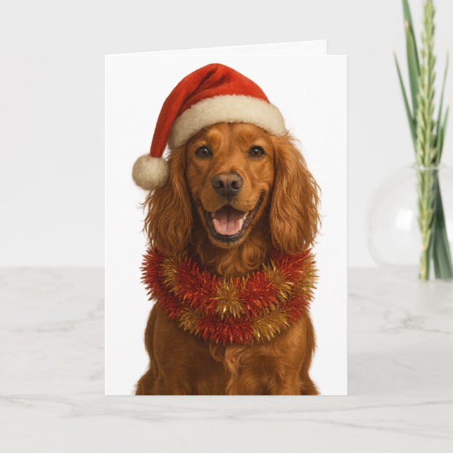 Gold / red Cocker Spaniel Happy Christmas card (Front)