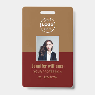 Gold & Red Company Employee Photo ID Badge