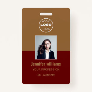 Gold & Red Company Employee Photo ID Badge