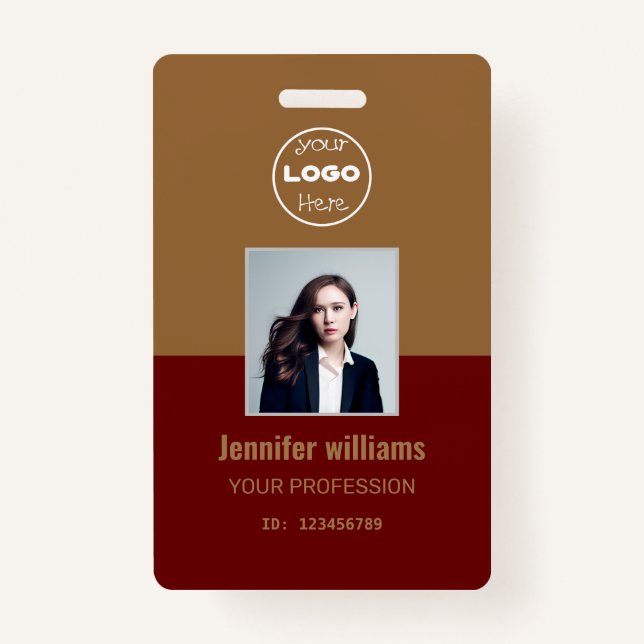 Gold & Red Company Employee Photo ID Badge (Front)