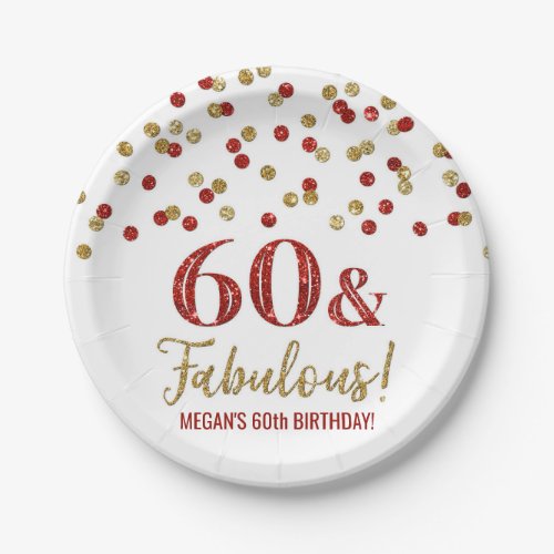 Gold Red Confetti 60 and Fabulous Paper Plates