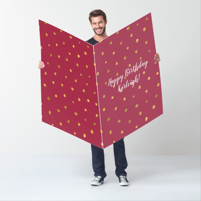 Gold Red Confetti Dots Birthday Card (In Situ)