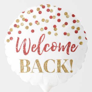 Gold Red Confetti Welcome Back Balloon