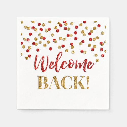 Gold Red Confetti Welcome Back Napkins