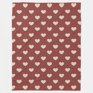 Gold Red Cream Glitter Hearts  Fleece Blanket